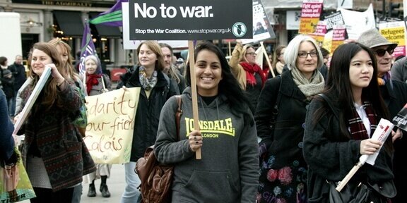 Protesters marched in silence